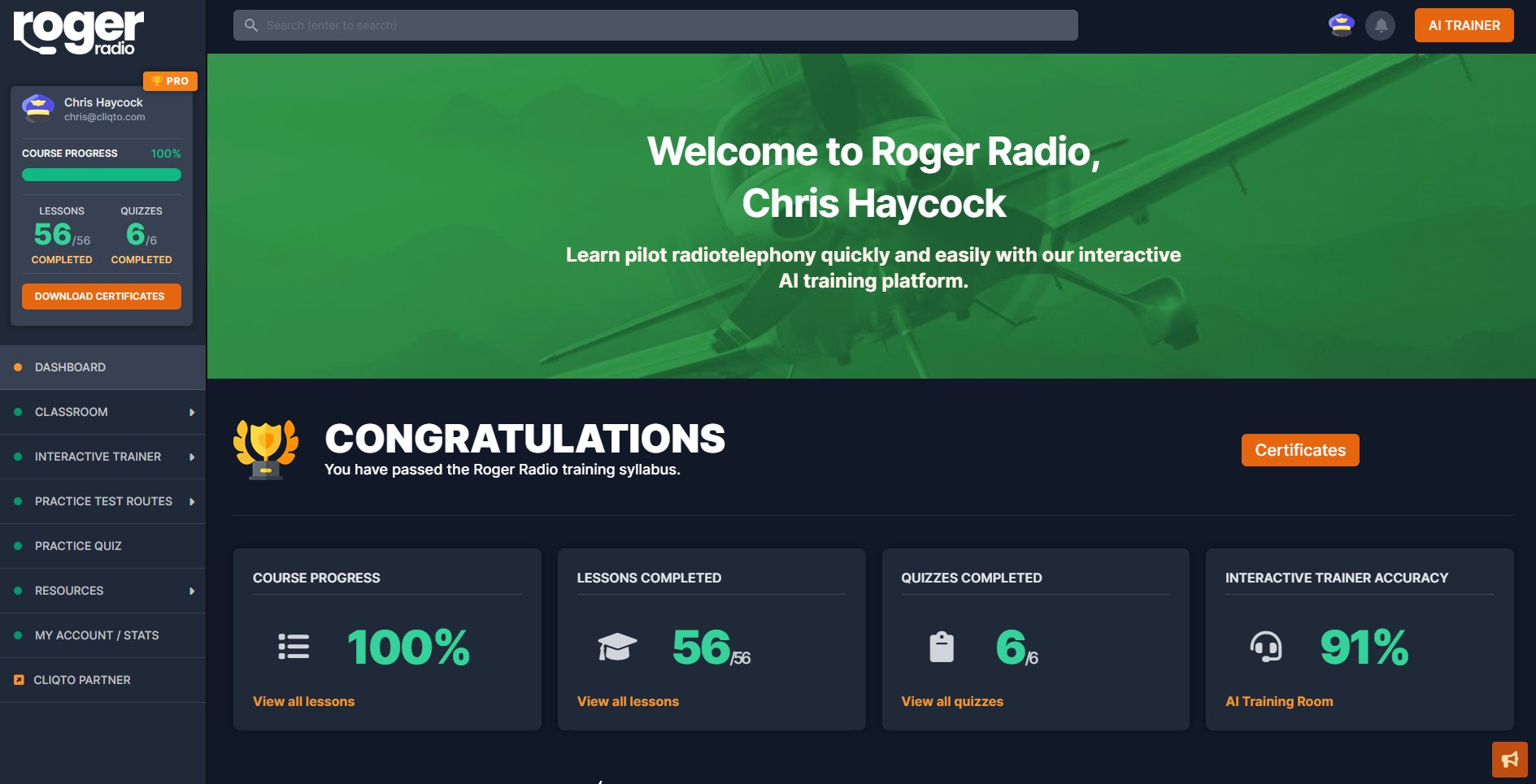 Roger Radio Training for Pilots